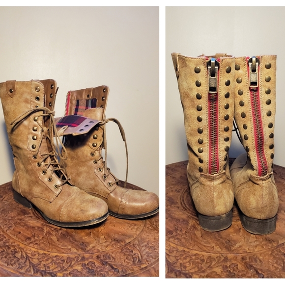 Madden Girl Shoes - Madden Girl Galeriaa Boots with Red Zippers Size 6